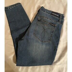 Calvin Klein Jeans Women Size 14 Blue Actual 32”x25” Mid Rise Skinny